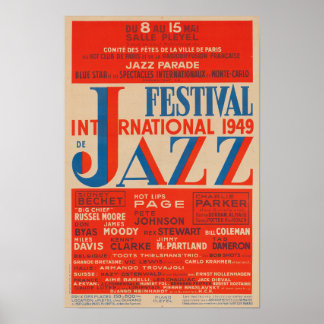 Affiche Festival international de jazz 1949 Vintage