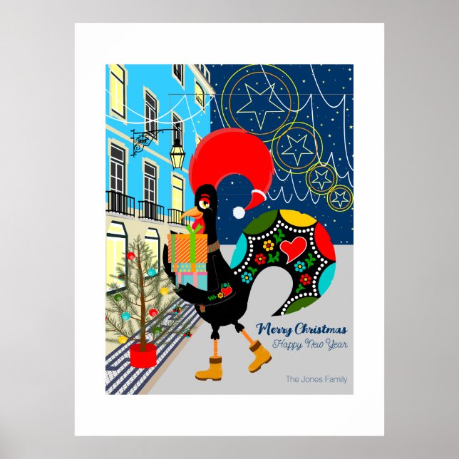 Affiche Festivals de Noël avec le coq portugais (Devant)