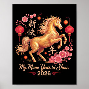 Affiche Festive 2026 Crazy Horse Lady Ma crinière année po