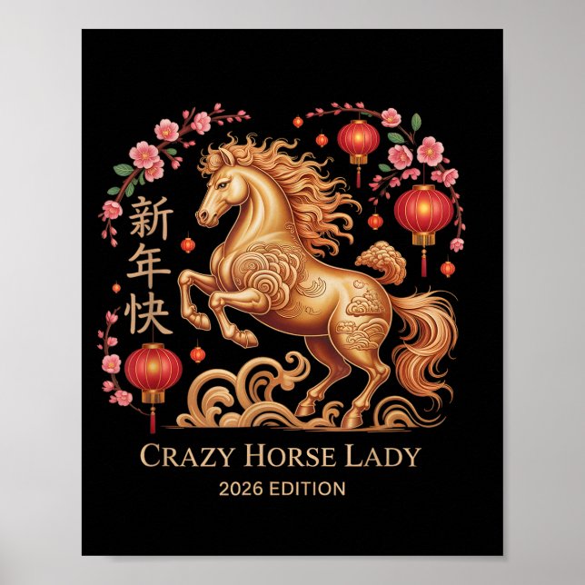 Affiche Festive 2026 New Year Crazy Horse Lady Fortune Cow (Devant)