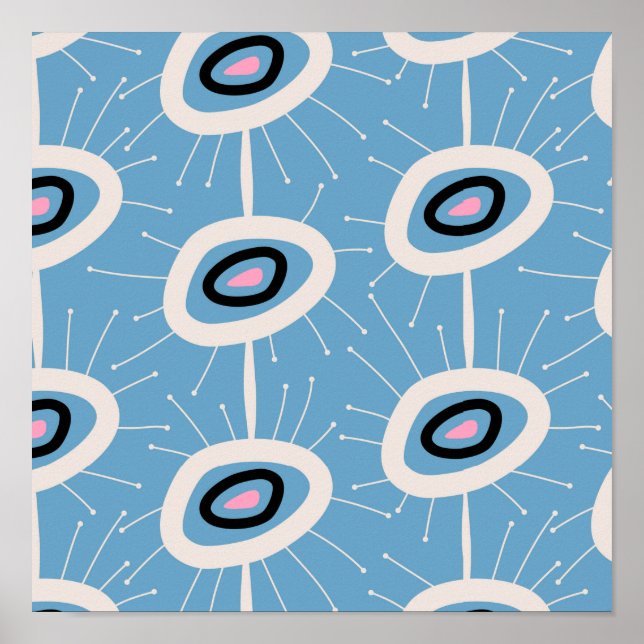 Affiche Festive Abstraite du milieu du siècle moderne (Devant)