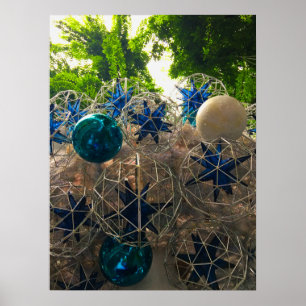 Affiche Festive Bleu et Argent