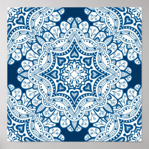 Affiche Festive Blue Mandala