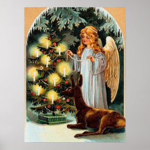 Affiche festive christmas vintage Holiday Angel