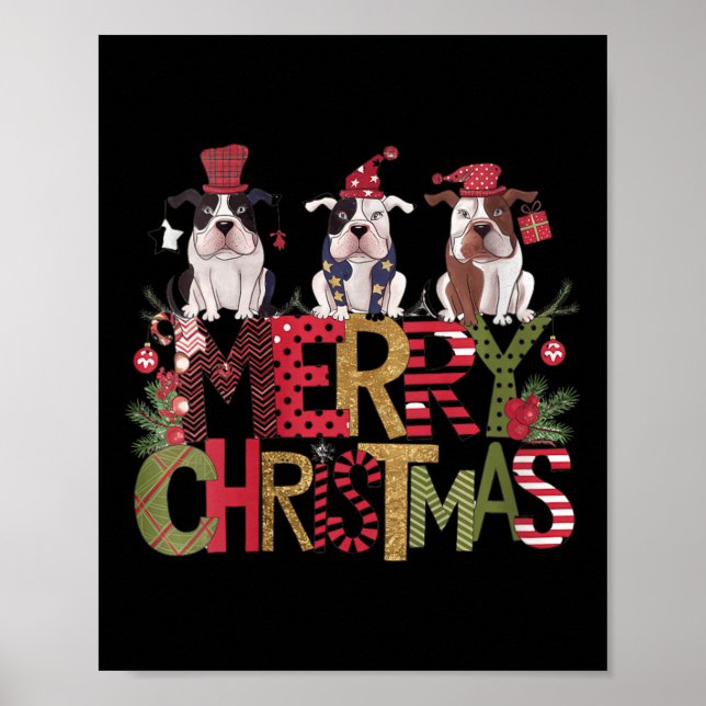 Affiche Festive de Fêtes de Noël' Bulldogs (Devant)