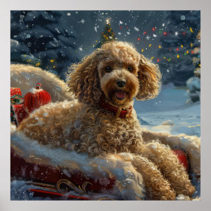 Affiche Festive de Noël du chien de caniche