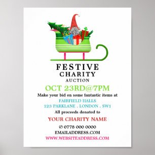 Affiche Festive Elf Sleigh, Festive Charity Auction Event