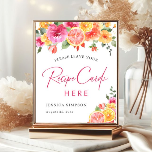 Affiche Festive Fleurs Lumineuses Citrus Carte de recette  (Créateur téléchargé)