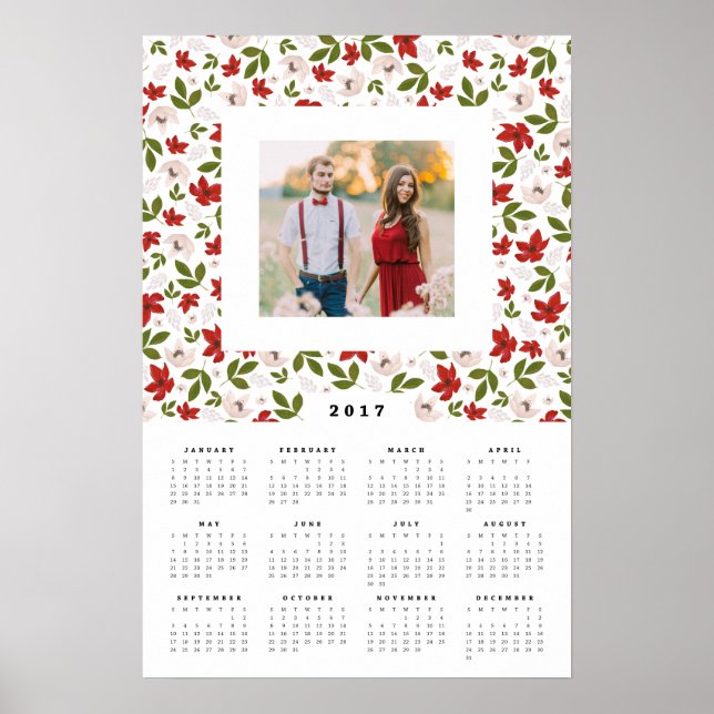 Affiche Festive Florals 16x24 2017 Calendrier photo annuel (Devant)