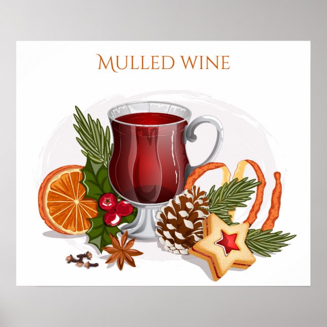 Affiche Festive Mulled Wine with Ingredients Illustration  (Devant)