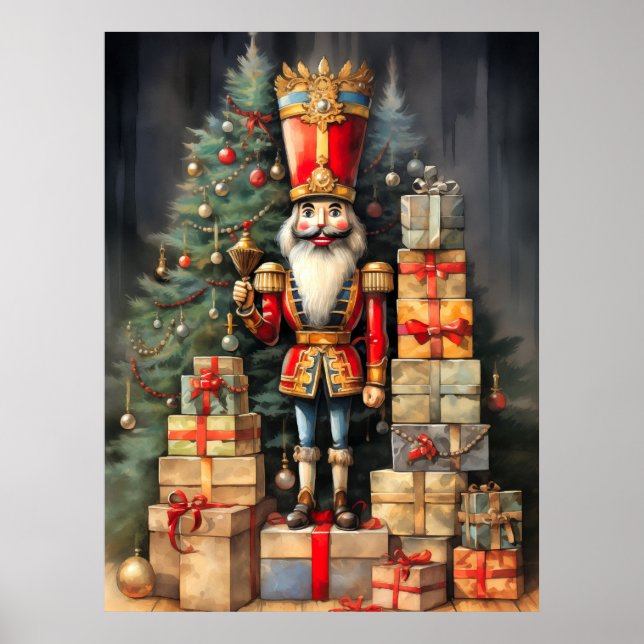 Affiche Festive Noël Nutcracker peinture vacances (Devant)