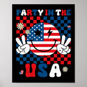 Affiche Fête Aux Etats-Unis 4 juillet Drapeau Américain Sm