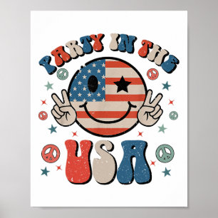 Affiche Fête Aux Etats-Unis 4 juillet Preppy Smile Kids Me