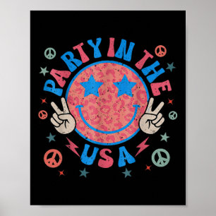 Affiche Fête Aux Etats-Unis 4 juillet Preppy Smile Retro M