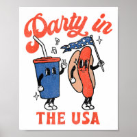 Fête Aux Etats-Unis 4 juillet Soda Cute Et Hotdog