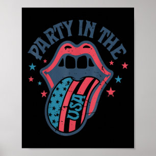 Affiche Fête Aux États-Unis Drapeau Langue Rétro 4 Juillet