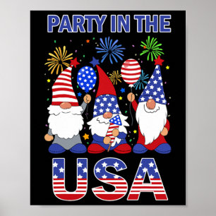 Affiche Fête Aux États-Unis Drapeau Patriotique Gnome 4 Ju