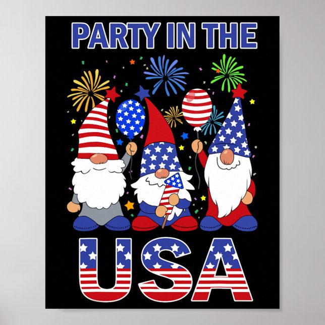 Affiche Fête Aux États-Unis Drapeau Patriotique Gnome 4 Ju (Devant)