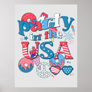 Affiche Fête Aux Etats-Unis - Été Américain 4 Juillet