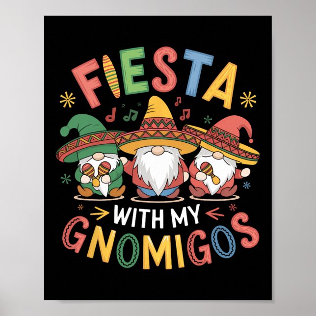 Affiche Fête avec mes Gnomigos drôle de design de Cinco De (Devant)