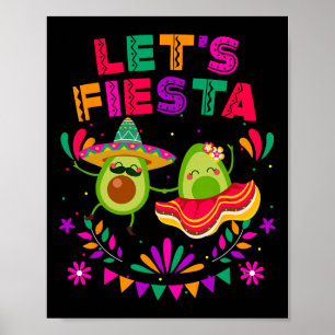 Affiche Fête Avocado Danser Cinco De Mayo Mexicain
