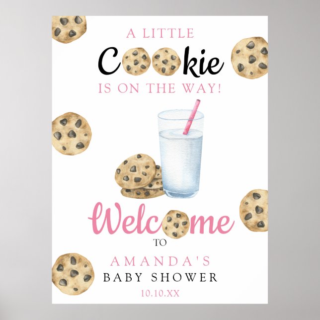 Affiche Fête Baby shower de bienvenue au lait et aux cooki (Devant)