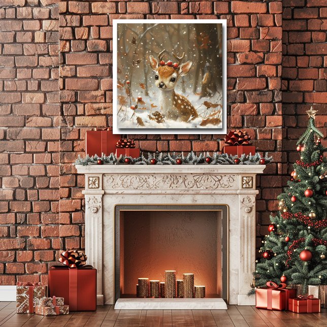 Affiche Fête Baies Rouges Forêt de Neige Chute Feuilles (Créateur téléchargé)