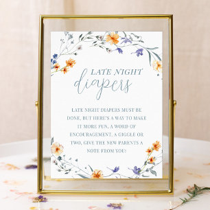 Affiche Fête bébé florale printemps été Diapers de nuit