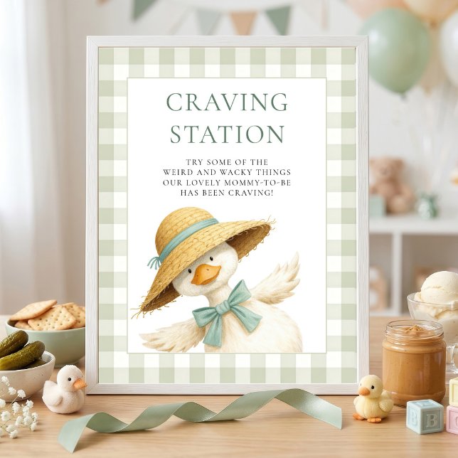 Affiche Fête bébé Goose Sage Gingham Craving Station (Créateur téléchargé)