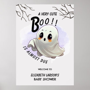 Affiche Fête bébé Halloween thème fantôme Mignonne fête