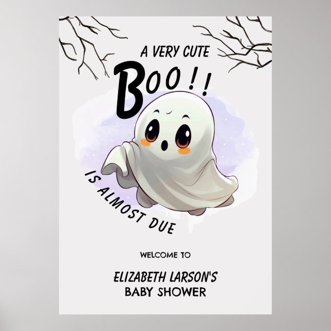 Affiche Fête bébé Halloween thème fantôme Mignonne fête (Devant)