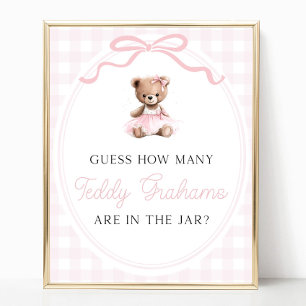 Affiche Fête bébé ours en peluche combien d'oursons en gél
