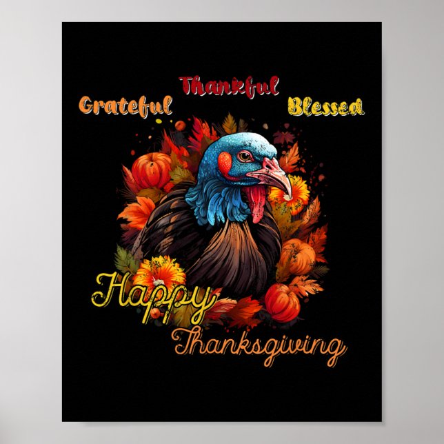 Affiche Fête bon thanksgiving Turquie Design Tee (Devant)