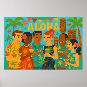 Affiche Fête Cocktail Tiki des années 60