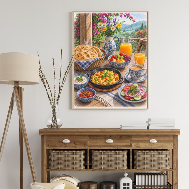 Affiche Fête colorée de petit-déjeuner méditerranéen (Créateur téléchargé)