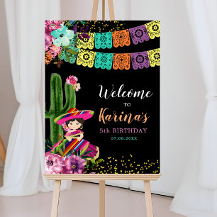 Affiche Fête Colorée Mexicaine Accueil Anniversaire Floral
