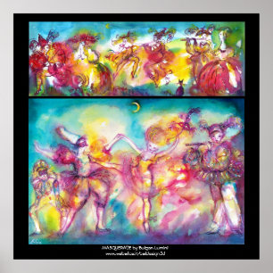 Affiche FÊTE COSTUMÉE,Masques de Mardi Gras,Danse,Musique