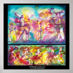 Affiche FÊTE COSTUMÉE,Masques de Mardi Gras,Danse,Musique
