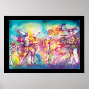 Affiche FÊTE COSTUMÉE,Masques de Mardi Gras,Danse,Musique