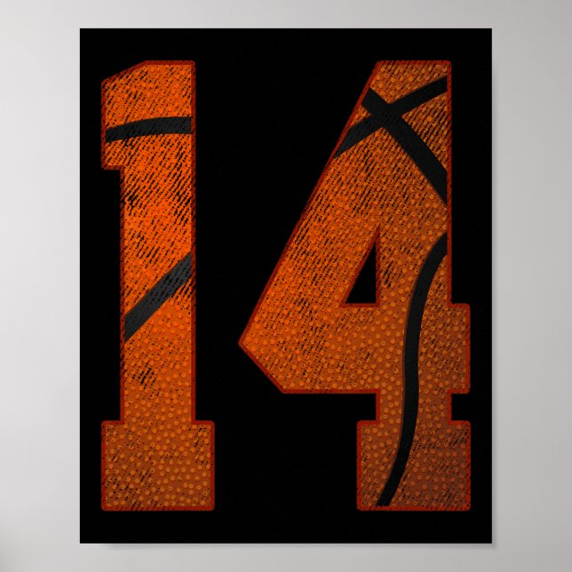 Affiche Fête d'anniversaire 14 ans Quatorze 14 ans Basket- (Devant)
