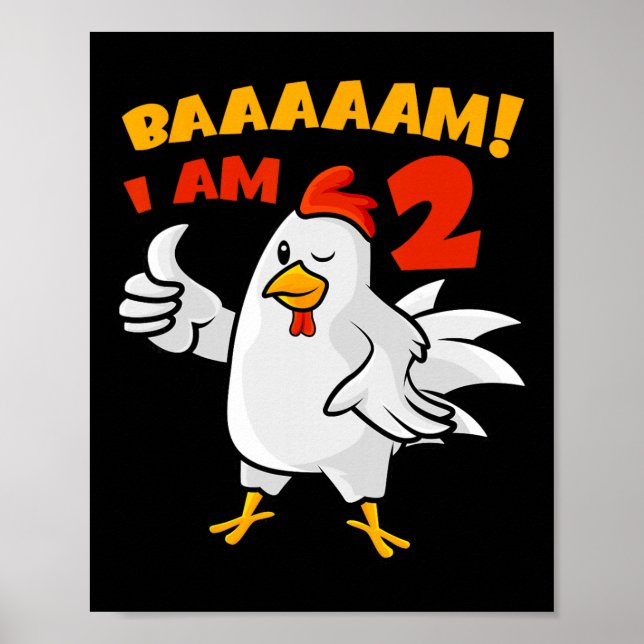Affiche Fête d'anniversaire 2 ans de poulet Ferme Poulet d (Devant)