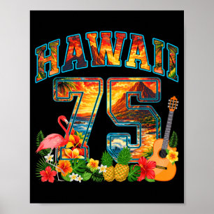 Affiche Fête d'anniversaire 75 ans Hawaï Plage tropicale É
