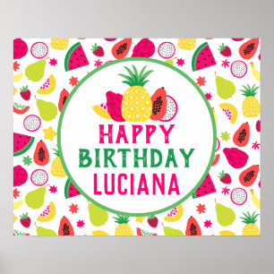 Affiche Fête d'anniversaire au fruit Tutti Frutti Ananas