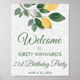 Affiche Fête d'anniversaire aux citrons siciliens aquarell