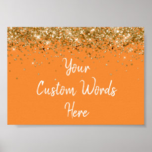 Affiche Fête d'anniversaire avec paillettes orange et or