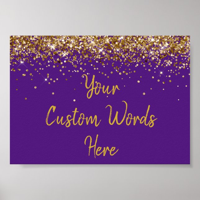 Affiche Fête d'anniversaire avec paillettes violettes et d (Devant)