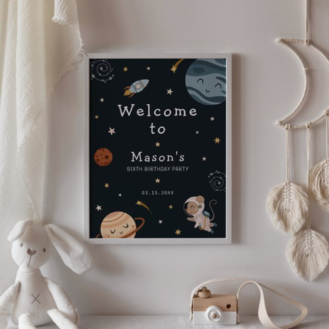 Affiche Fête d'anniversaire aventure spatiale pour enfants (Créateur téléchargé)