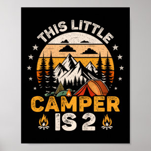 Affiche Fête d'anniversaire camping 2 ans fille garçon Cam