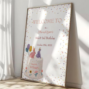 Affiche Fête d'anniversaire commune pour sœur et frère Lap