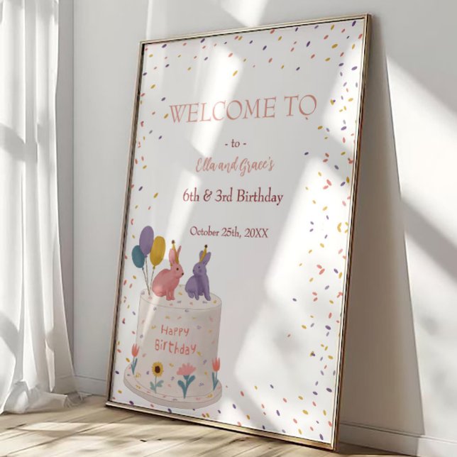 Affiche Fête d'anniversaire commune pour sœur et frère Lap (Créateur téléchargé)